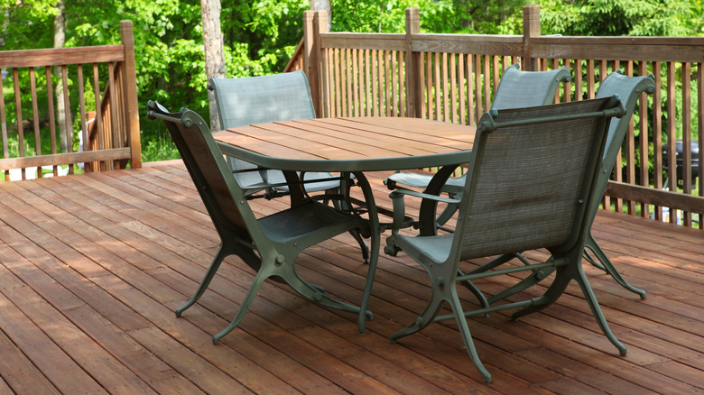green and brown patio set