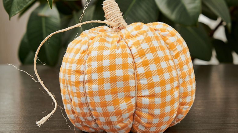 calico fabric pumpkin decor