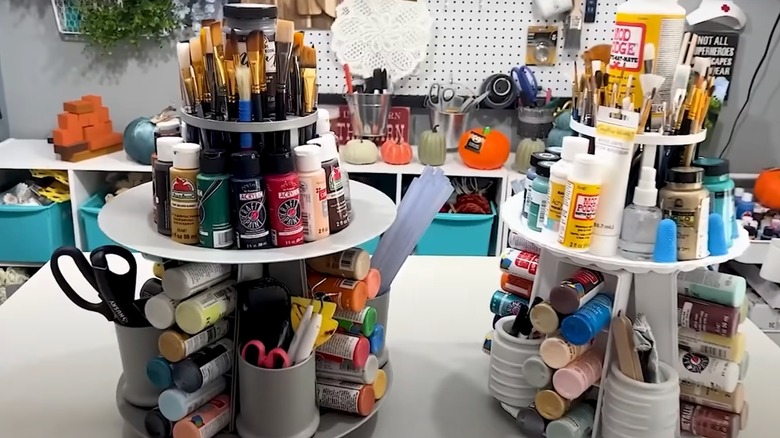 Craft room organizer made from dollar tree items