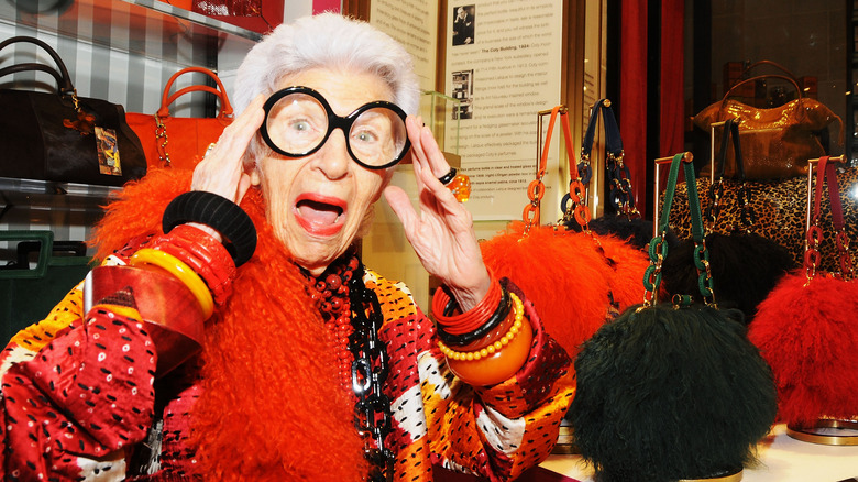 Iris Apfel looking shocked