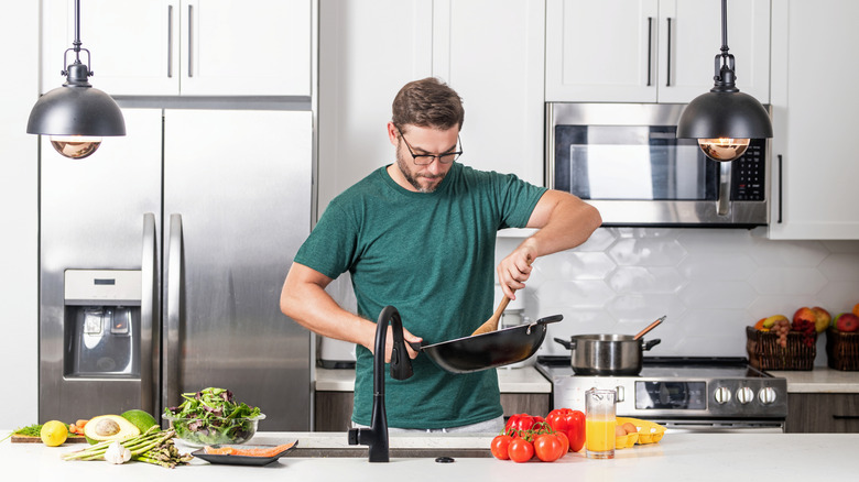 A person working in a kitchen