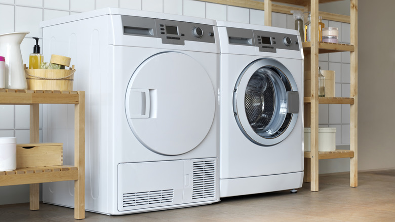 Washer and dryer in a minimal laundry room