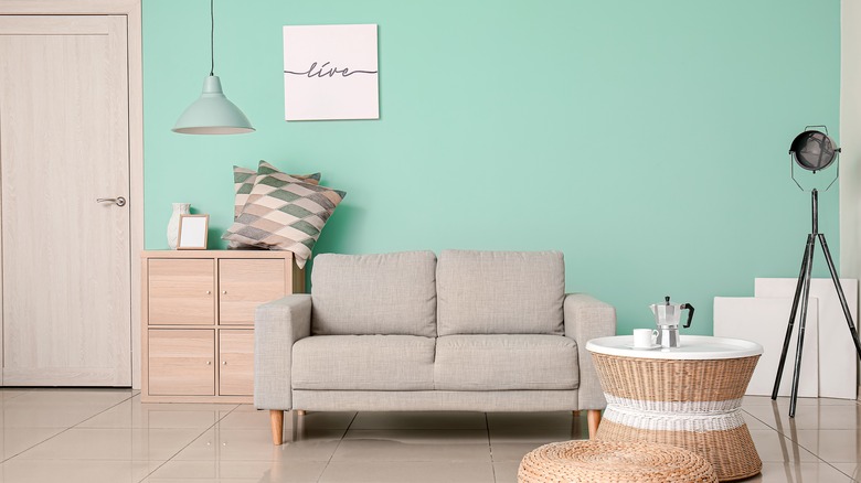 light mint green wall