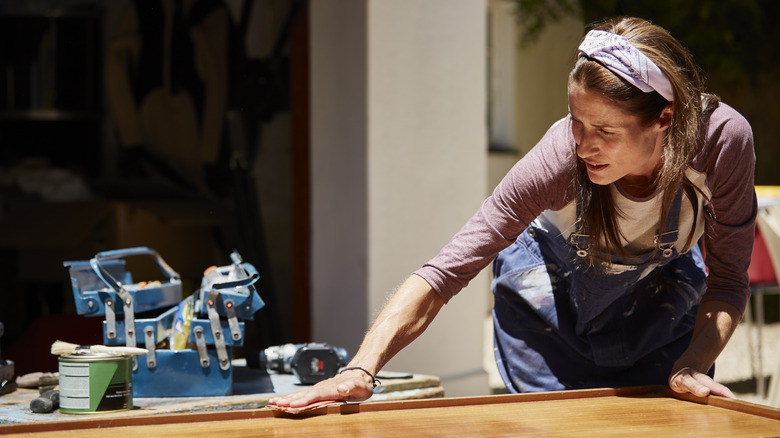 Woman doing a DIY project