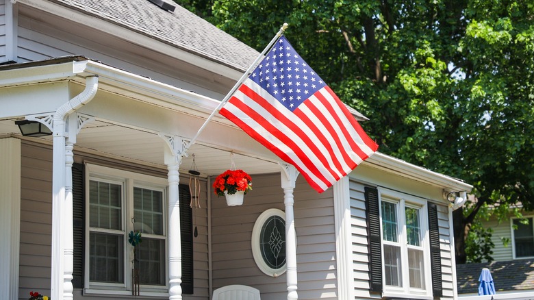 American flag on house