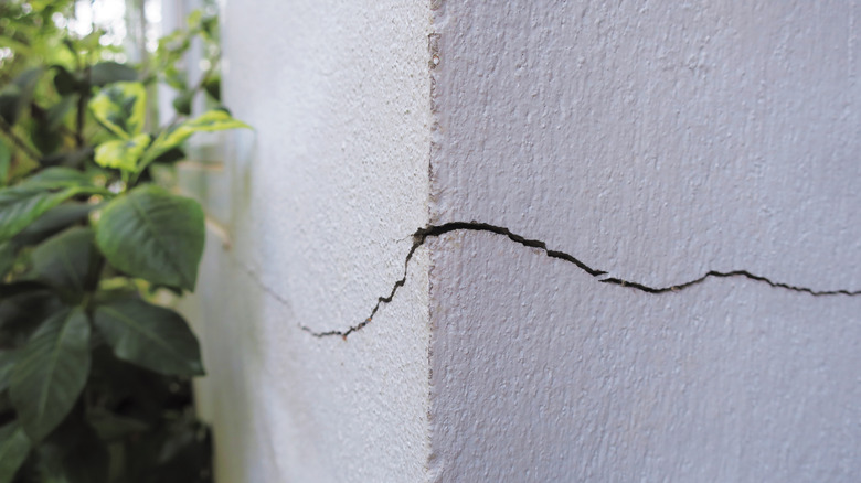 Large crack on building exterior