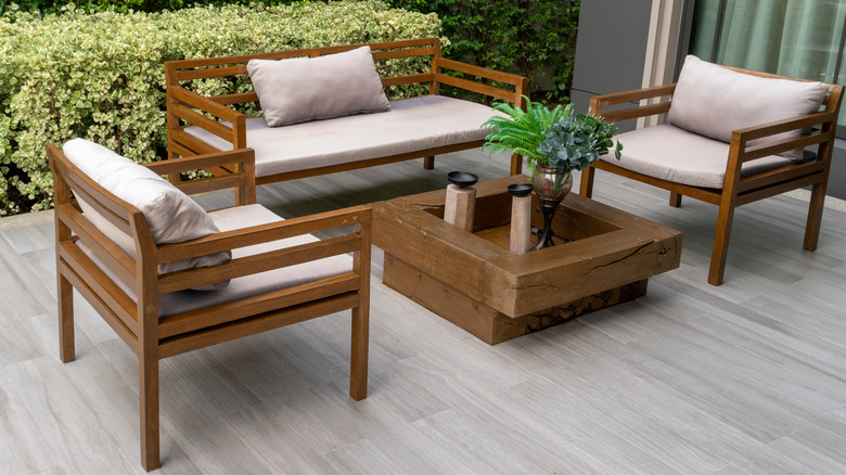 Wood and white outdoor furniture