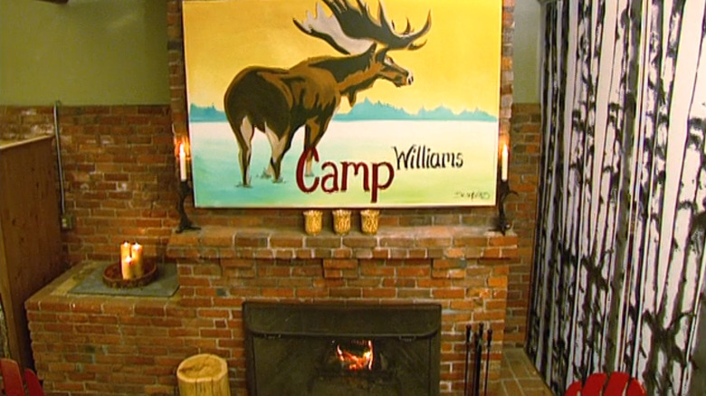 Brick in camp-themed room