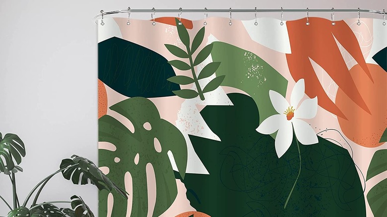 Citrus and flower shower curtain