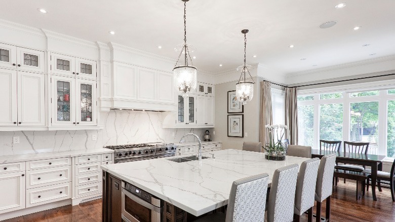 kitchen with white cabinets