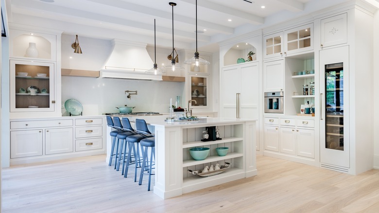 Kitchen island with open shelves