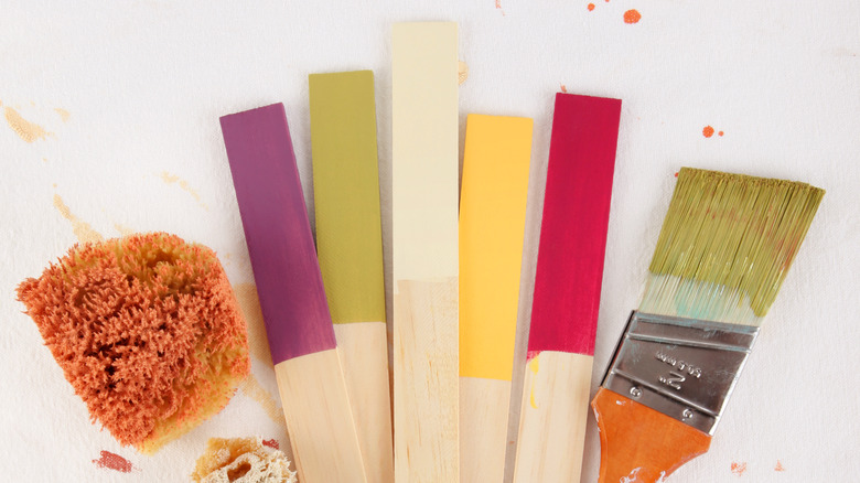 colorful paint stir sticks