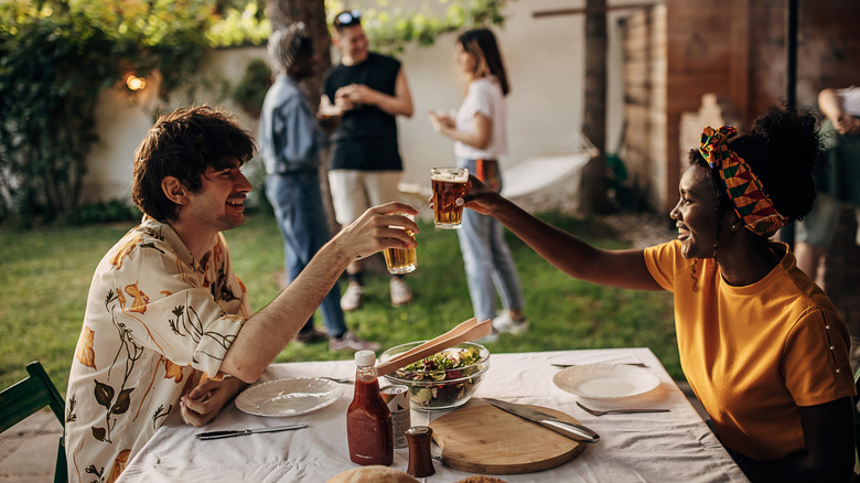 friends backyard dinner party