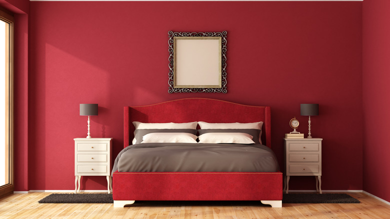 Bedroom with red walls