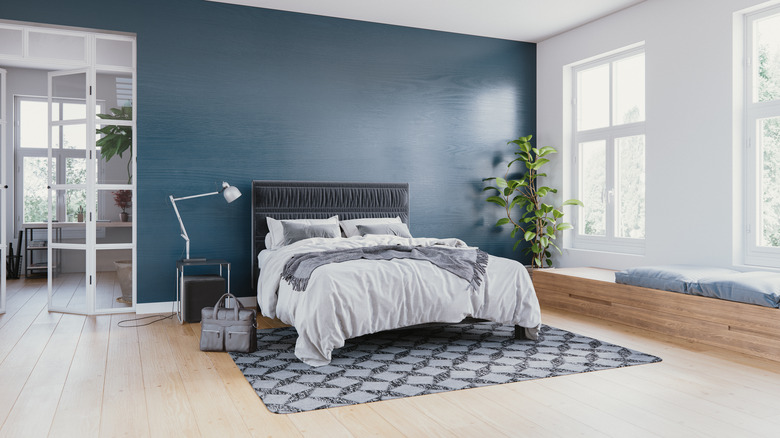 elegant blue bedroom wall