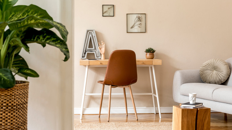 Living room area with desk