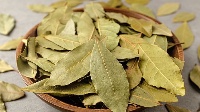 bowl of dried bay leaves