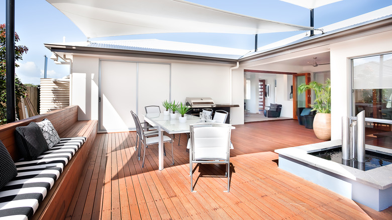 patio with table and bench