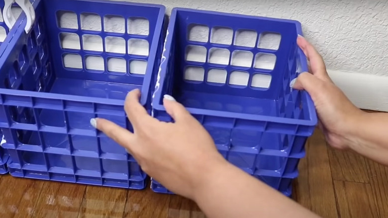 gluing two crates together