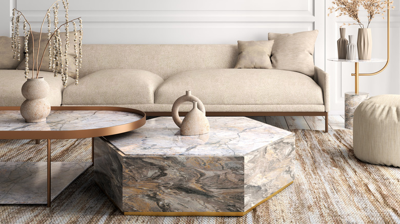 Nested solid marble tables 