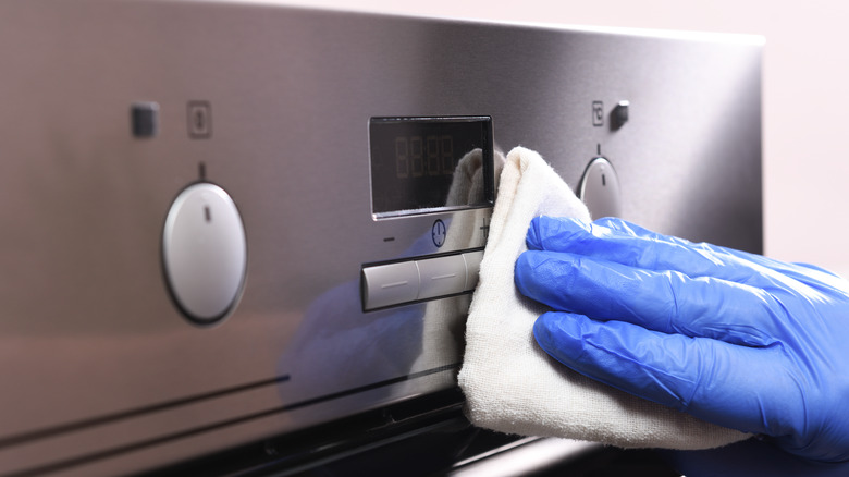 cleaning oven control panel