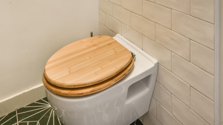 wooden toilet seat