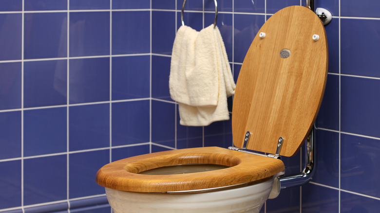 wooden toilet seat