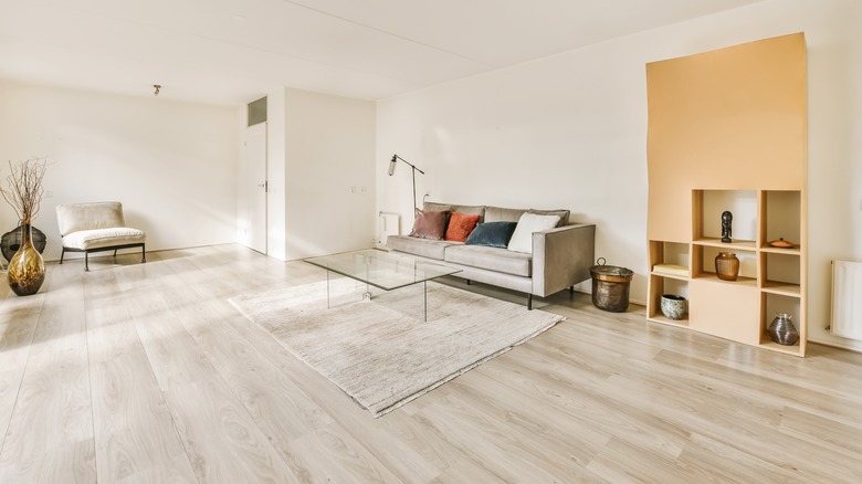 living room white wood flooring