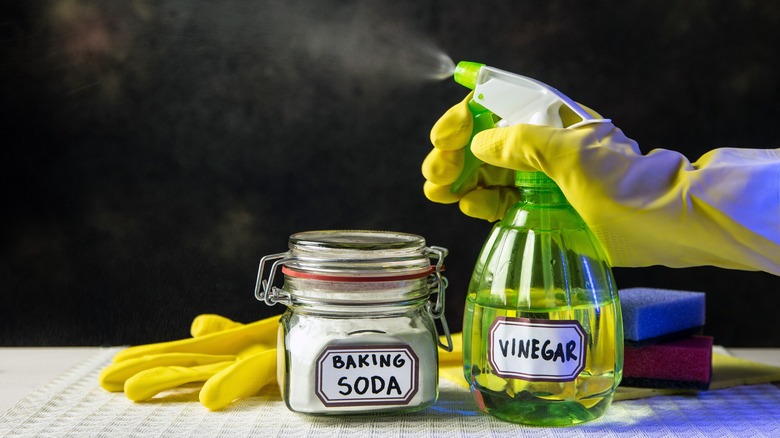 vinegar alongside other cleaning tools