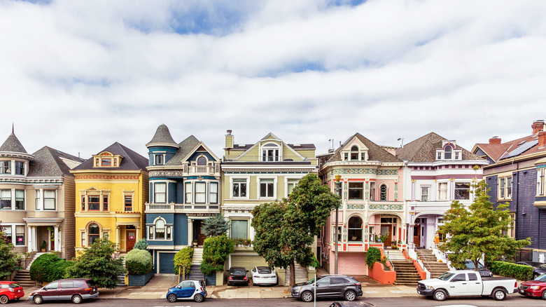 Multicolor Victorian townhouses