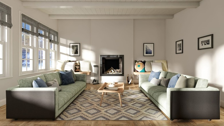 Living room with walls painted Aesthetic White