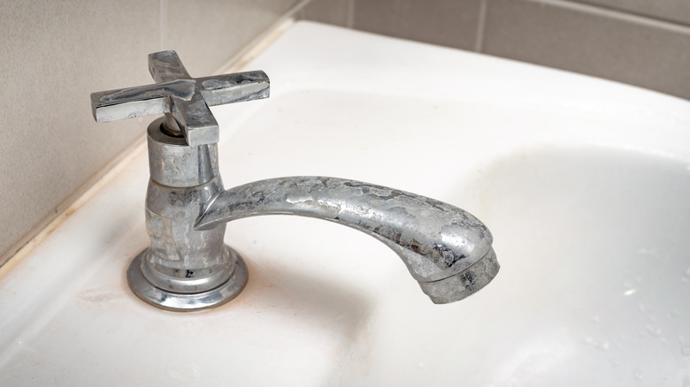 faucet with hard water buildup