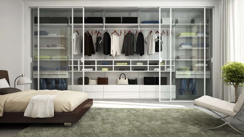 glass closet doors in  bedroom