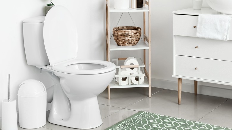 white toilet in bathroom 