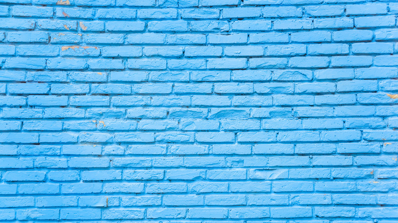 blue brick wall