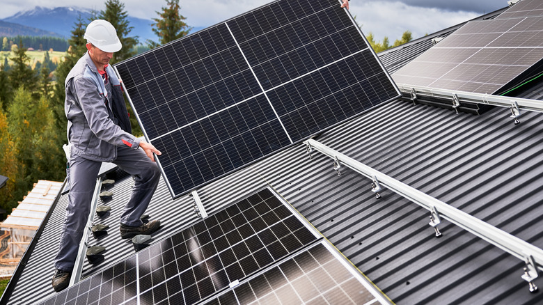 solar panels being installed