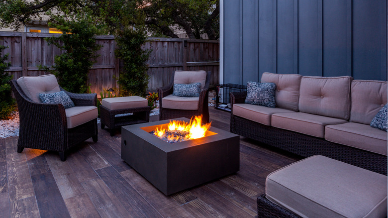 Fire pit on a patio