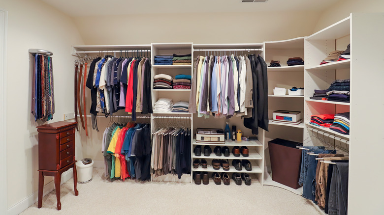 Clothing organized in closet system