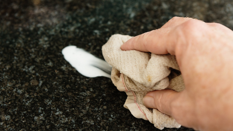 Cleaning a black countertop