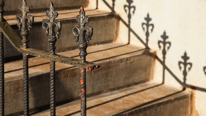 Rust on iron stair railing