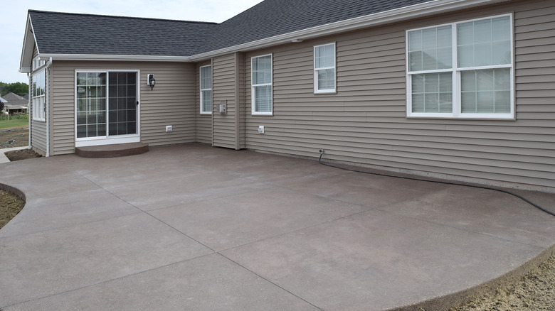 Freshly poured salt textured patio