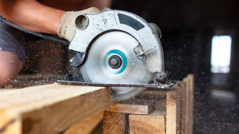 using saw on lumber