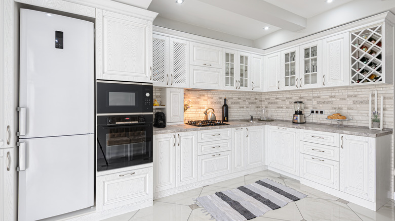 microwave built into the cabinets 