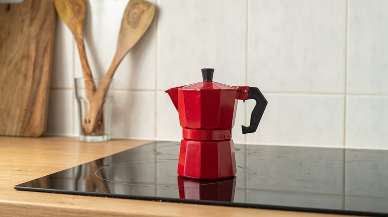 moka pot on stove