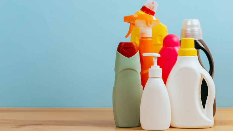 cleaning products containers
