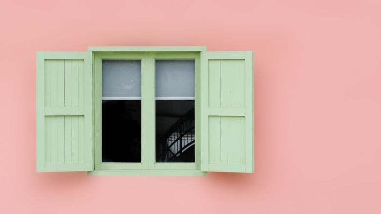 Green window shutters