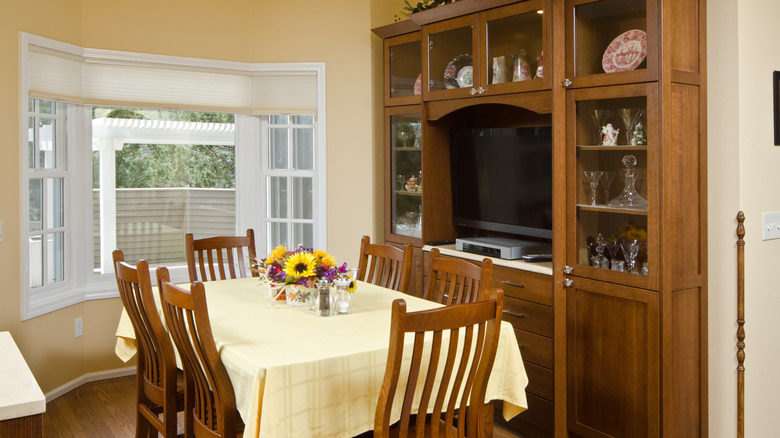 Cabinet filled with household objects