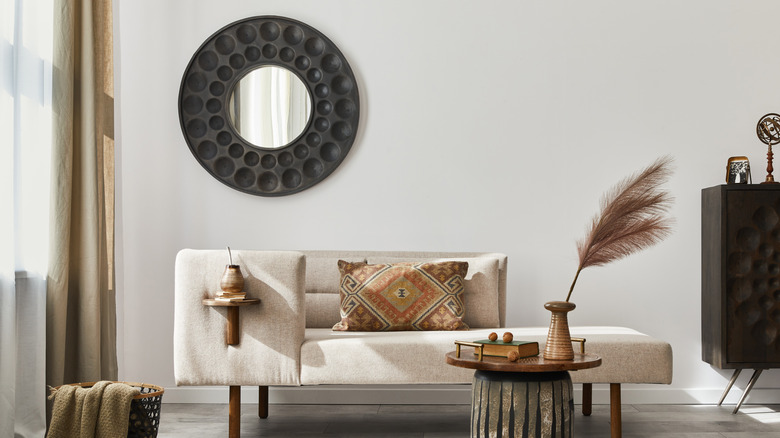 Large black hanging mirror