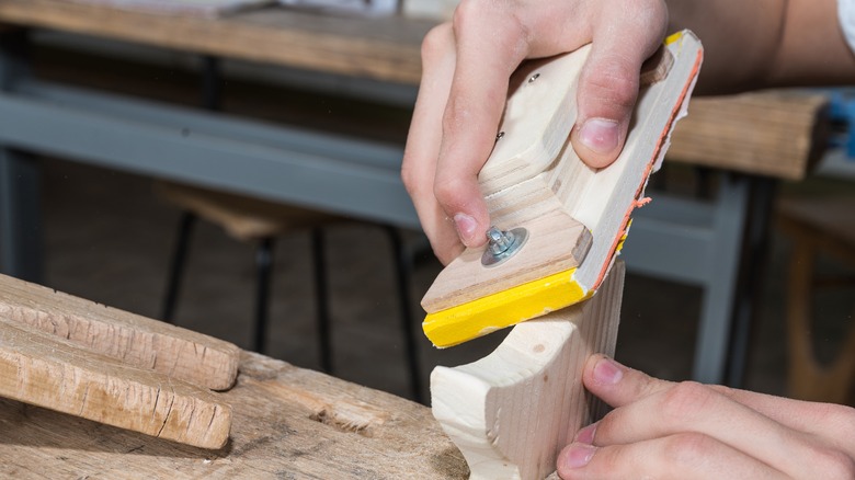 Person using sand block