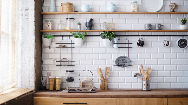 Scandinavian styled kitchen shelves